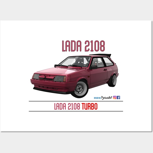 Lada 2108 Turbo Rubin Red Wall Art by PjesusArt